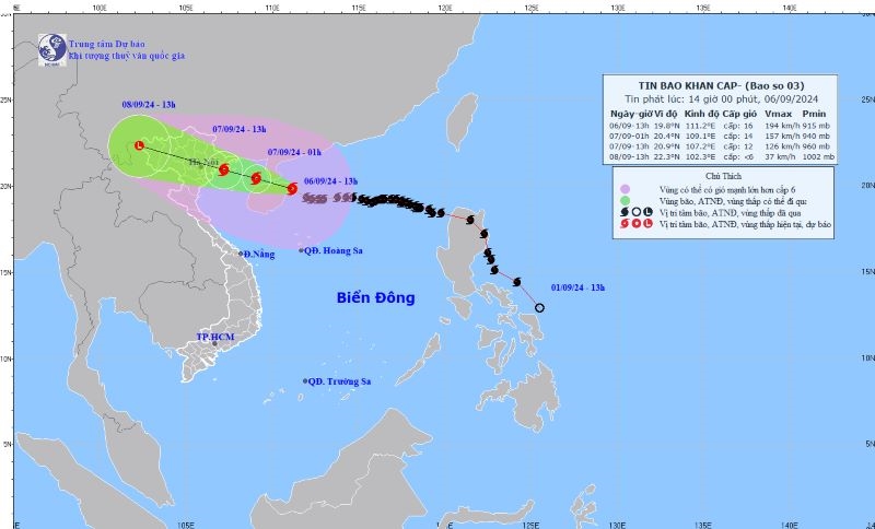 Siêu bão số 3 cách Quảng Ninh khoảng 450 km, gió giật trên cấp 17