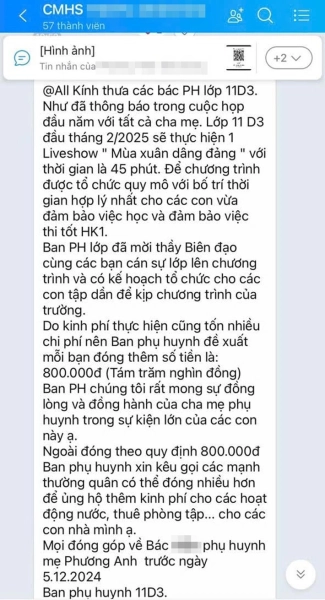 Bức xúc một lớp ở Hà Nội thu 800.000 đồng/học sinh để tổ chức văn nghệ