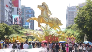 [Ảnh] Đông đảo người dân đội nắng du xuân đường hoa Nguyễn Huệ